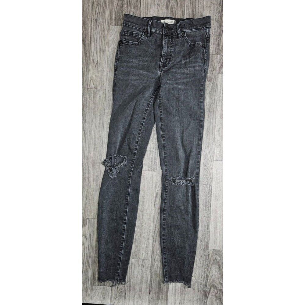 Madewell Womens Size 25 T Skinny High‎ Rise Stretch Distressed Grey Denim Jeans